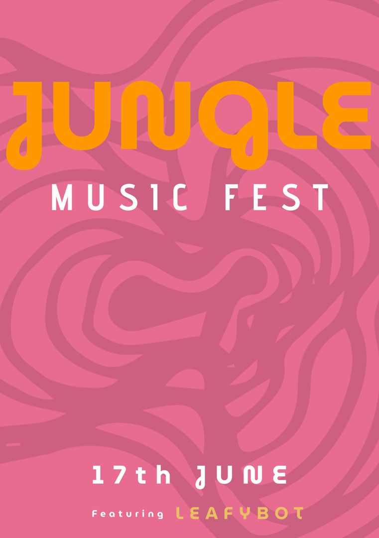 Bold Poster with Swirling Pink Design for Jungle Music Festival - Download Free Stock Templates Pikwizard.com