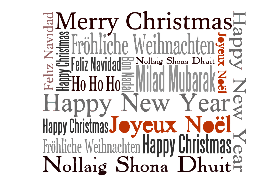 Multilingual Festive Messages on Transparent Background