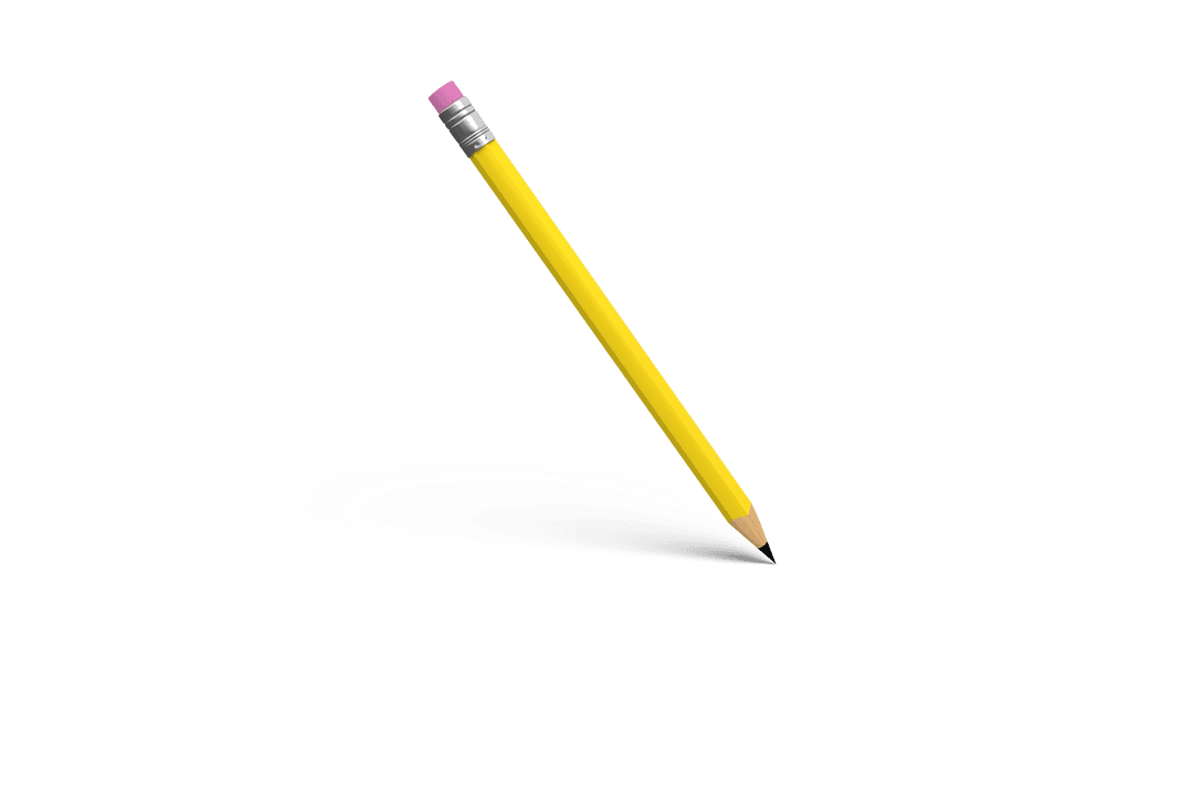 Transparent Yellow Pencil with Red Eraser on Angle