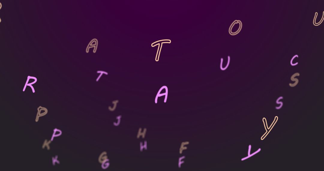 Floating Alphabets on Purple Background for Education Concept