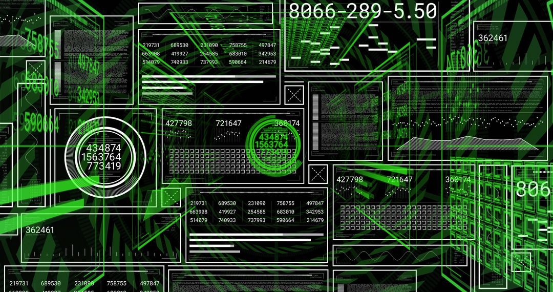 Futuristic HUD of Digital Data with Graphs and Charts