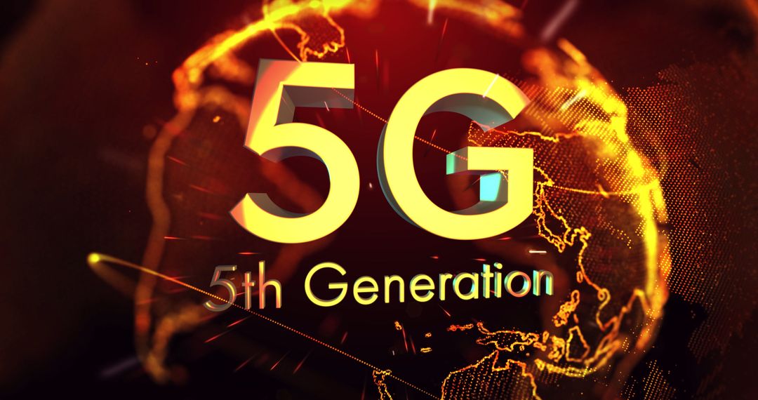 5G 5th Generation Over Glowing Global Network Map