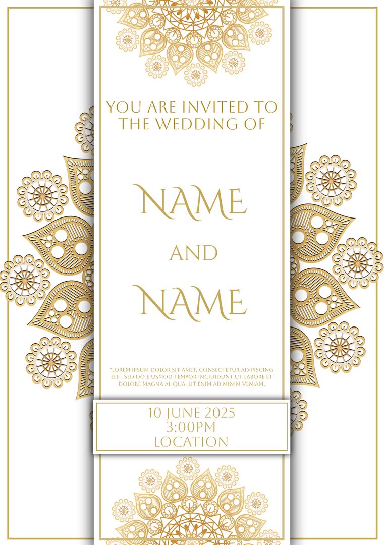 Elegant Wedding Invitation with Gold Mandala Patterns - Download Free Stock Templates Pikwizard.com