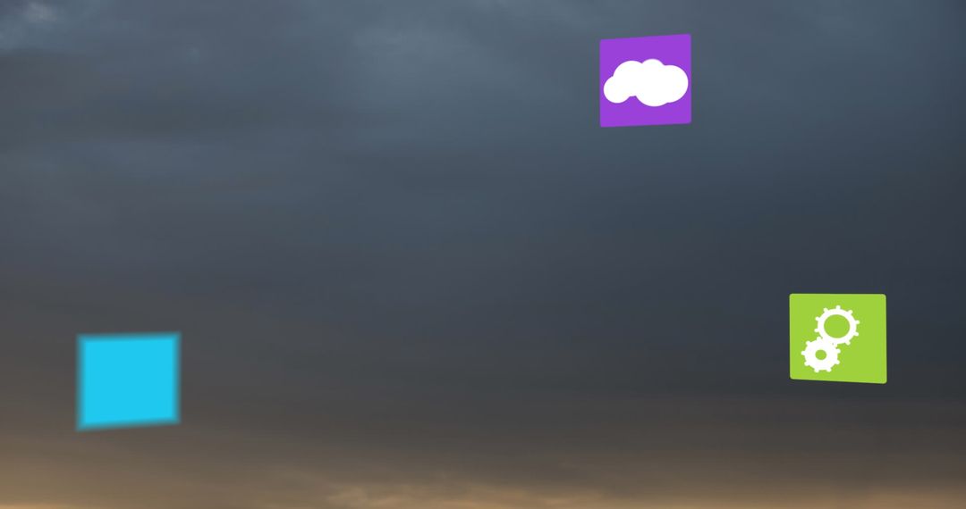 Cloud Computing Icons and Dark Sky Backdrop