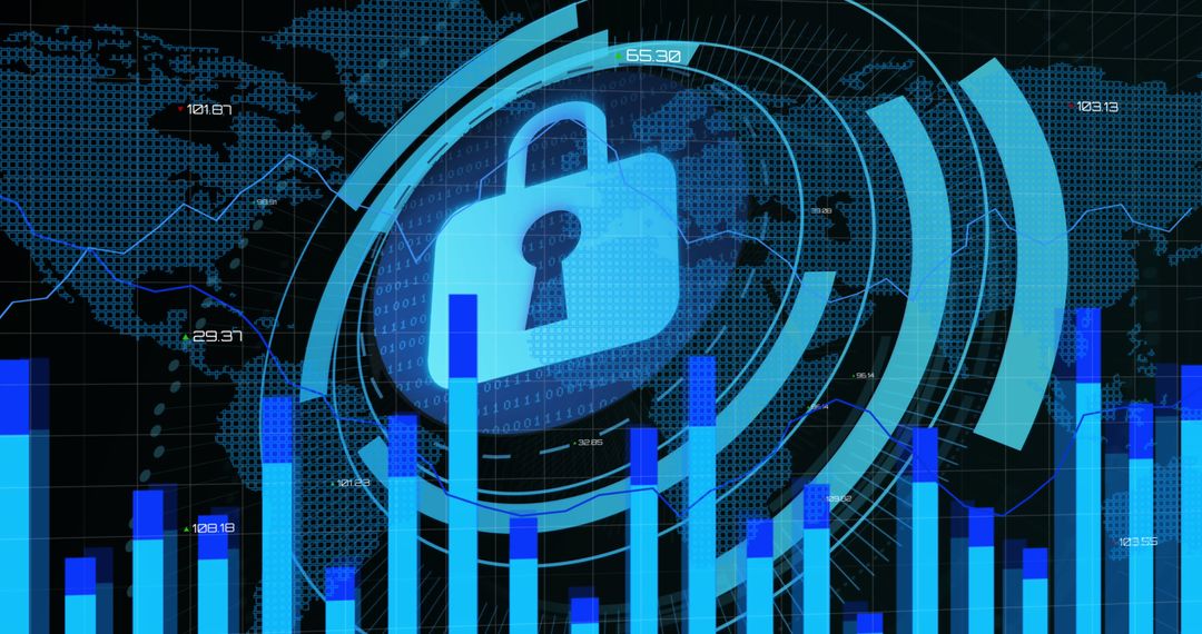 Global Cybersecurity with Bar Graph and World Map Interface