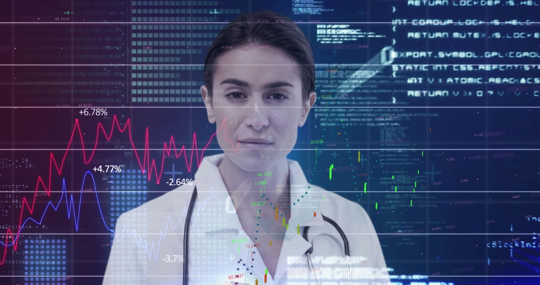 Doctor Engaged with Futuristic Digital Data Visualization