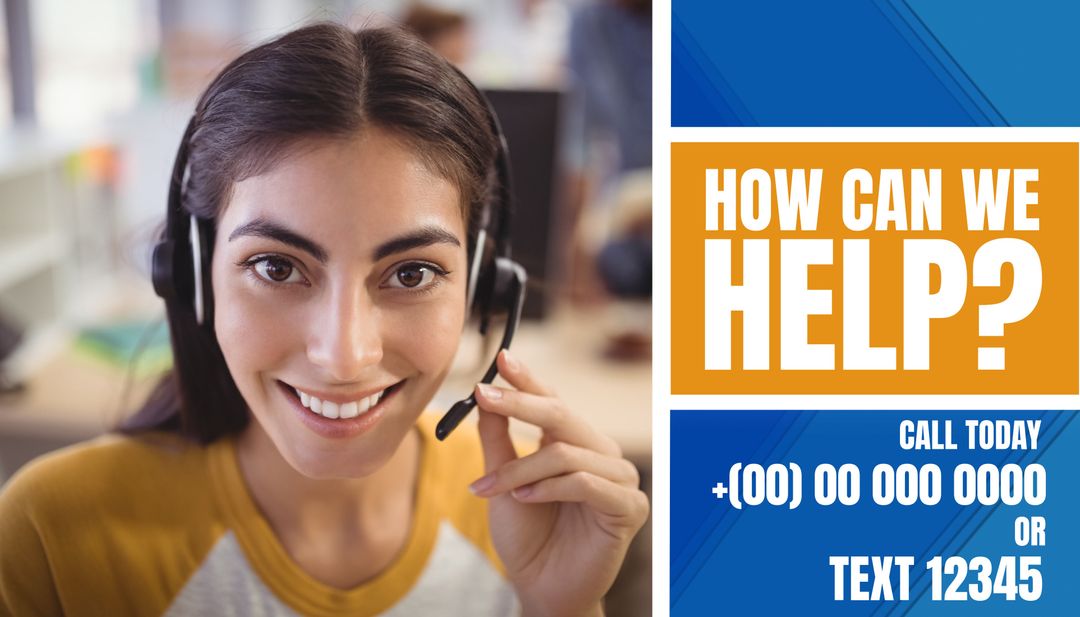 Friendly Customer Support Representative with Headset - Download Free Stock Templates Pikwizard.com