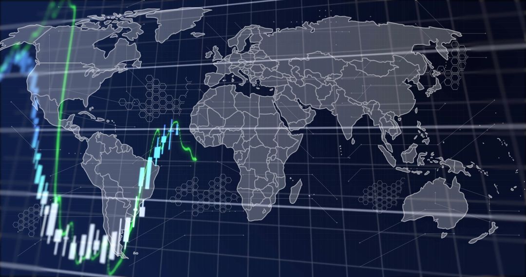 Global Stock Market Data Overlayed on World Map