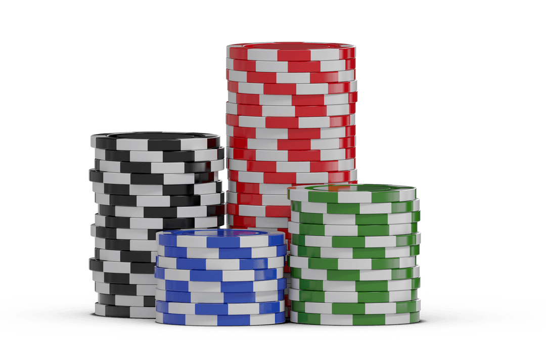 3D Transparent Casino Chips in Vibrant Colors on Black Background