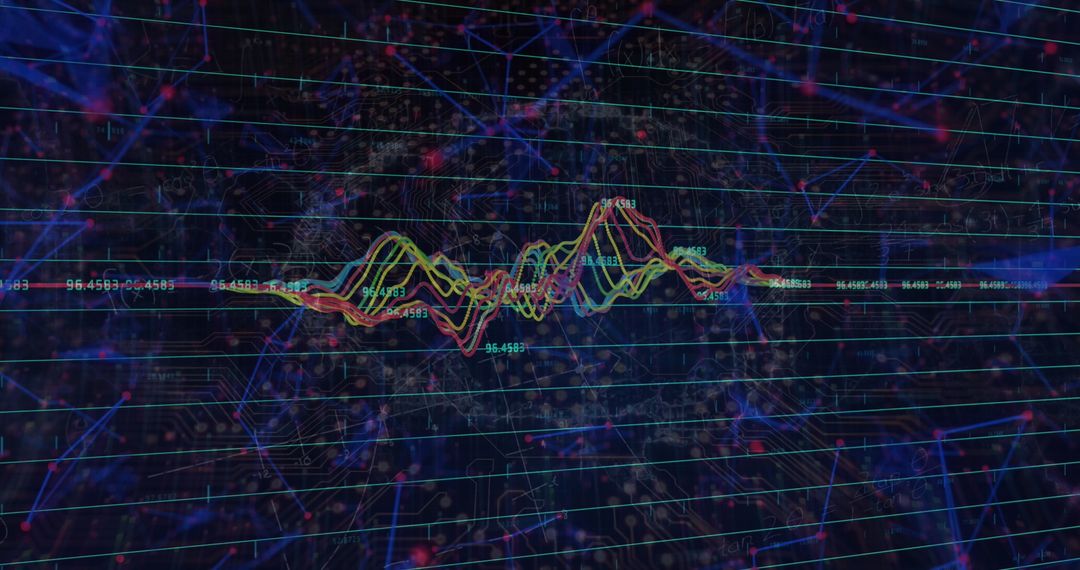 Abstract Waveform Data Visualization in Futuristic Digital Network