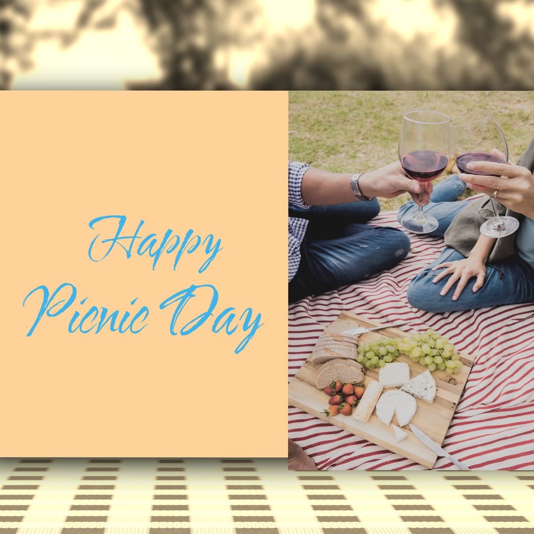 Couple Enjoying Wine Picnic Celebration Scene
