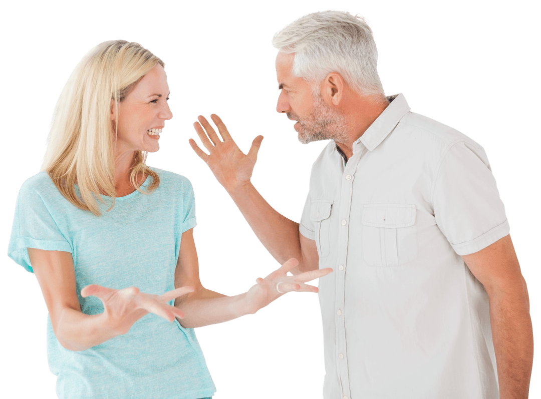 Unhappy Couple Arguing Expressively Transparent Background