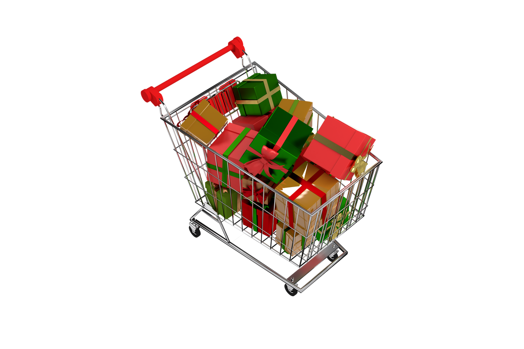 Transparent Christmas Shopping Cart with Gifts - Download Free Stock Images Pikwizard.com