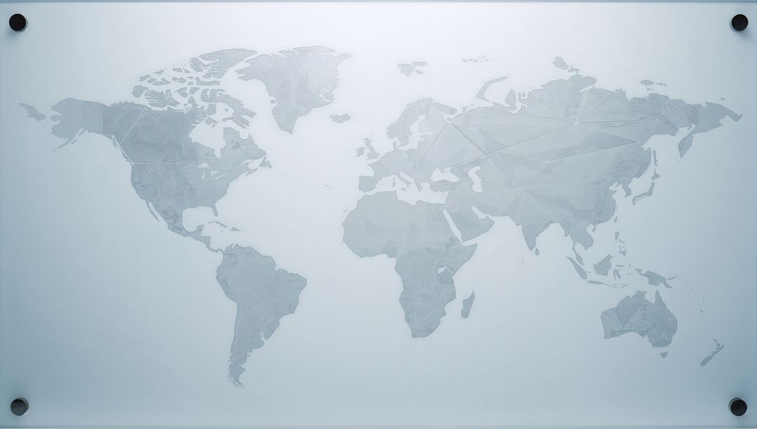 Modern Decal World Map on Translucent Glass in Corporate Office
