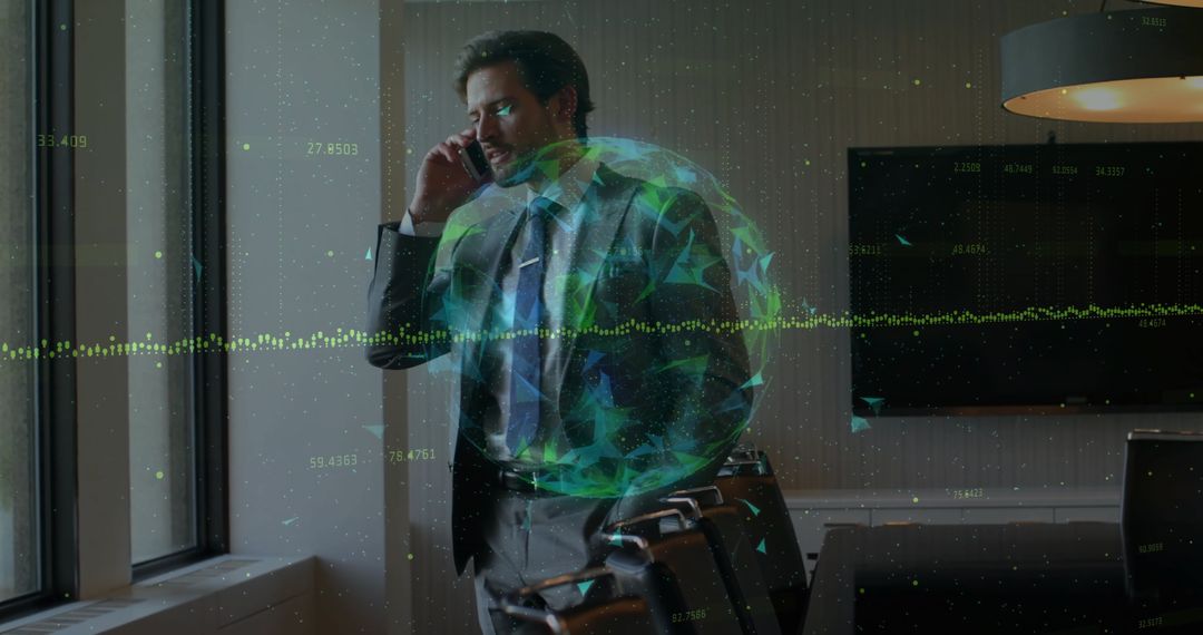 Global Businessman Engaging in Technology-Driven Conversation