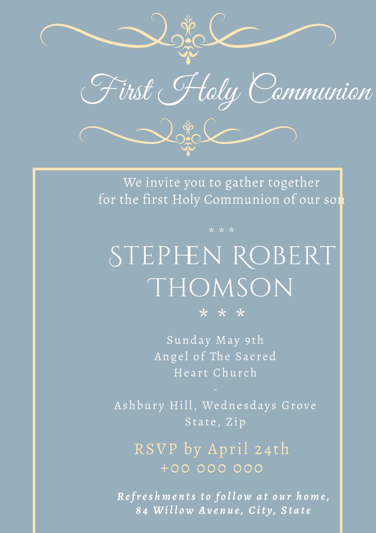 Elegant Communion Invitation with Spiritual Design
