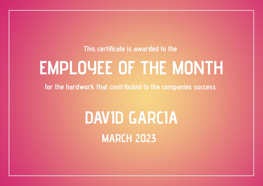 Employee of the Month Certificate with Gradient Background - Download Free Stock Templates Pikwizard.com