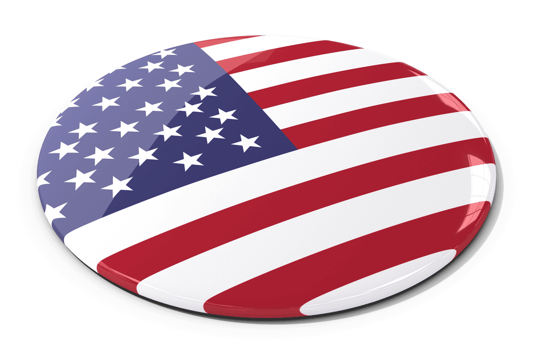 USA Flag Themed Badge Illustration on Transparent Background