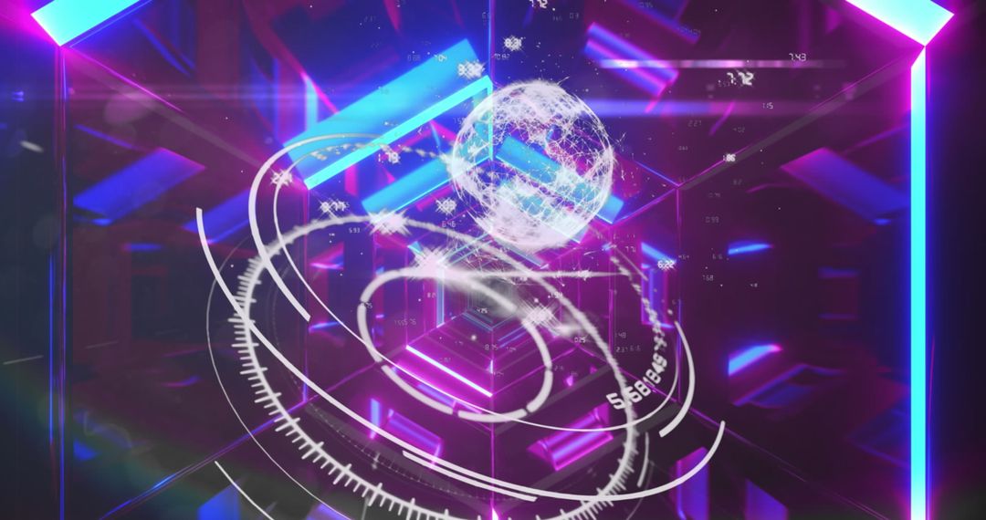 Futuristic Data Projection with Neon Lights