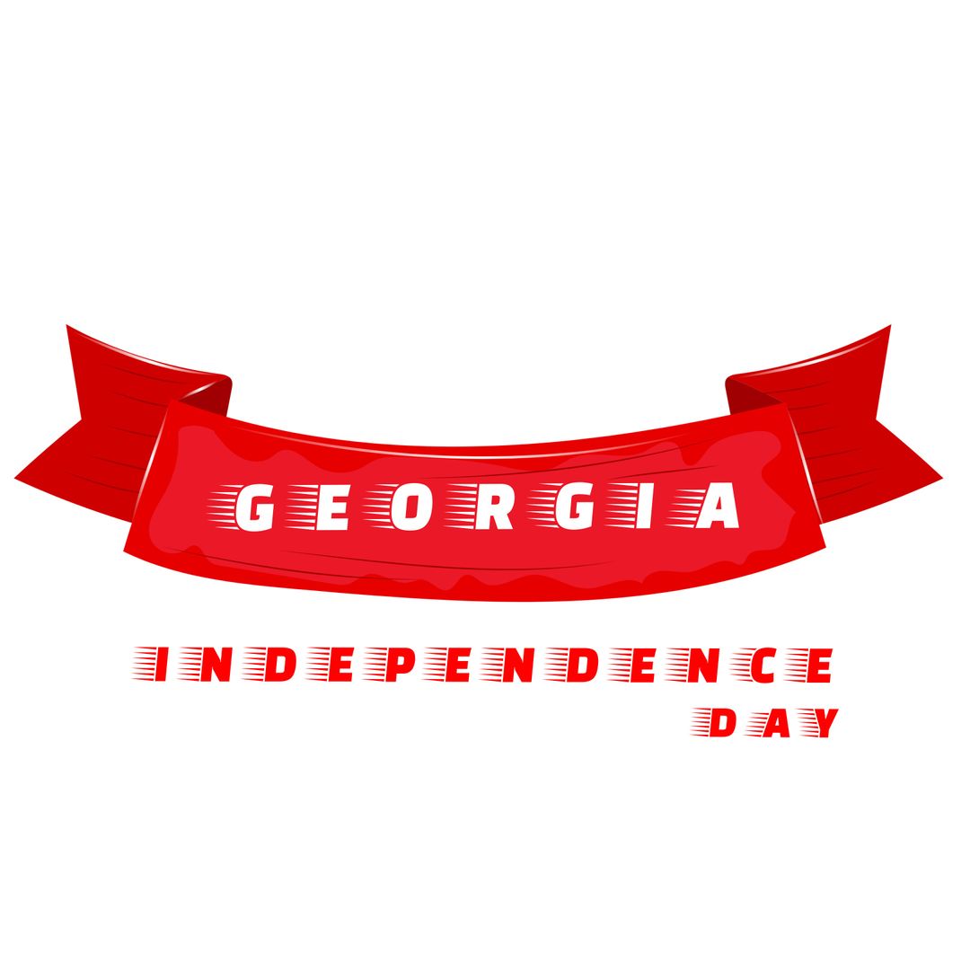 Georgia Independence Day Text on Red Ribbon Celebratory Design