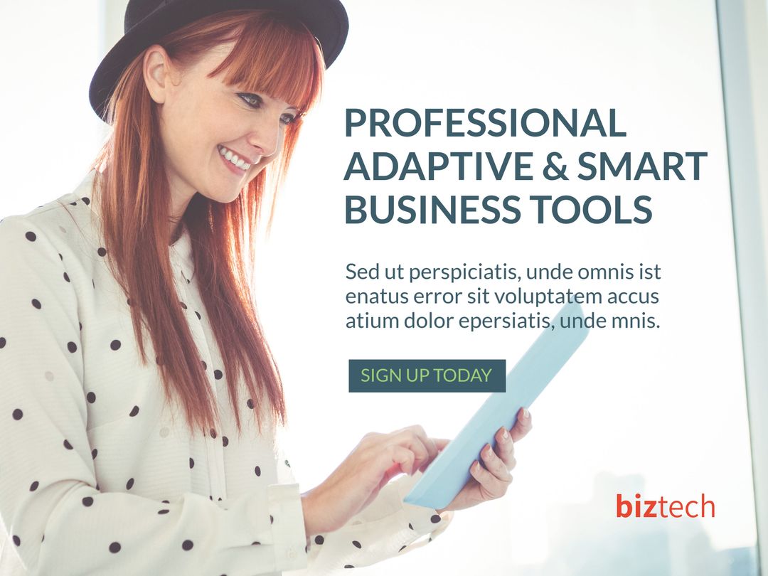 Woman Using Tablet Representing Modern Business Adaptability