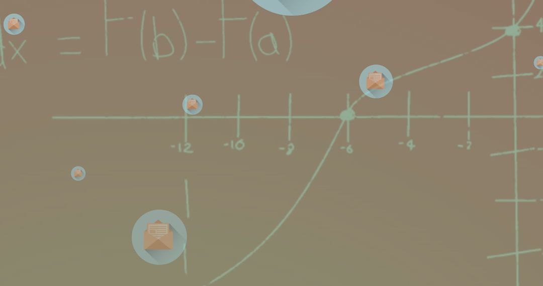 Mathematical Equations and Floating Message Symbols on Abstract Background