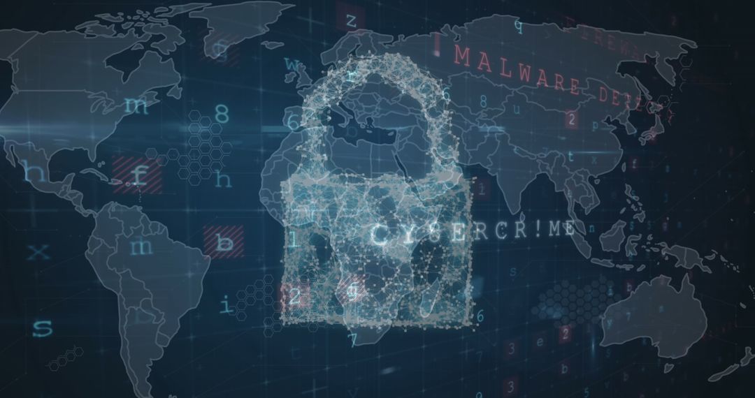 Global Connectivity Cybersecurity Concept with Holographic Elements