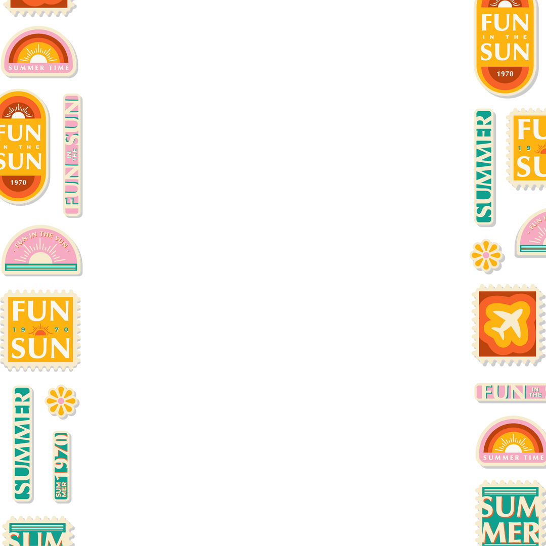 Retro Summer Fun Stickers Transparent Background Nostalgic Design