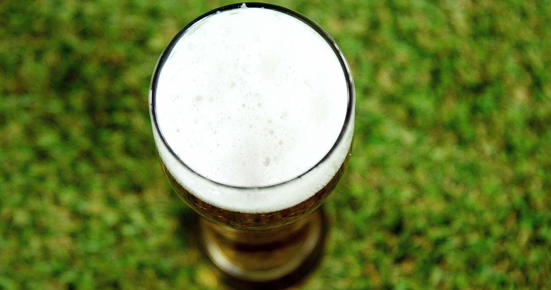 Refreshing Beer in Glass Over Green Grass Background - Free Images, Stock Photos and Pictures on Pikwizard.com