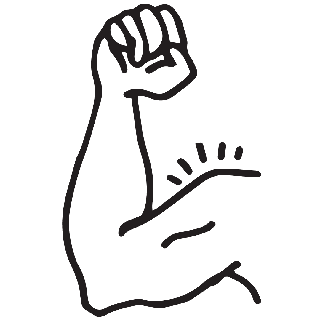 Illustration of Strong Arm and Fist on Transparent Background