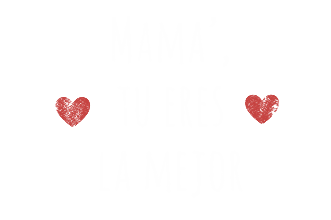Mother's Day Spanish Text with Red Hearts on Transparent Background