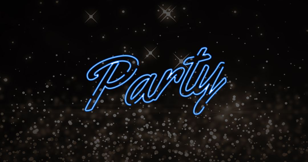 Glowing Party Text Over Sparkling Dots