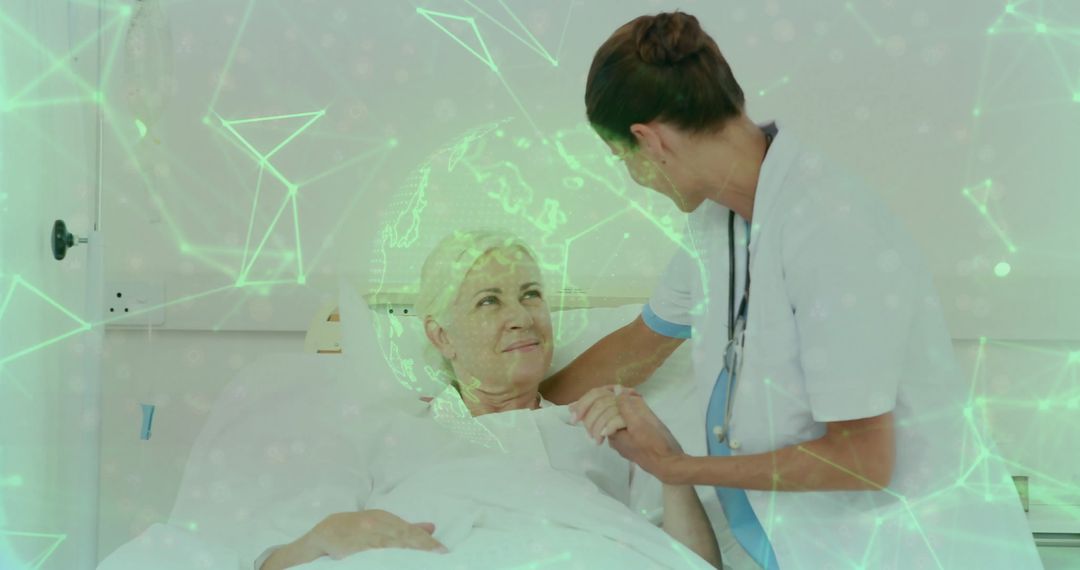 Nurse using technology to monitor patient in hospital