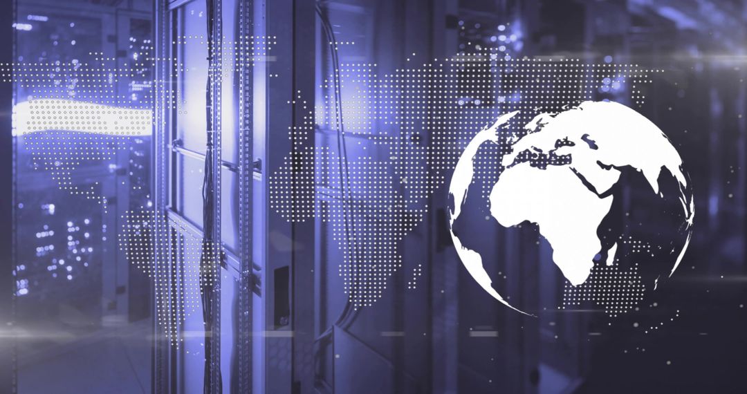 Digital Globe with Network Connections in Data Center Background
