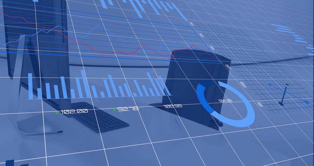 Business Analytics Displayed Over Modern Office Workspace