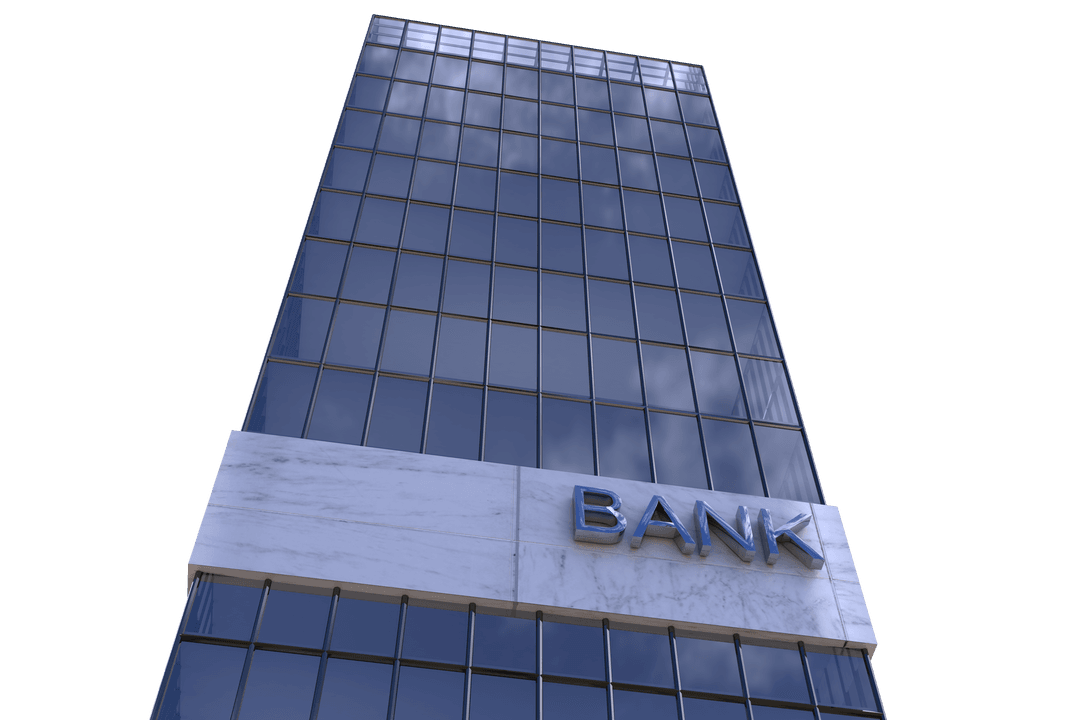 Transparent Bank Building with Glass Facade Illustration