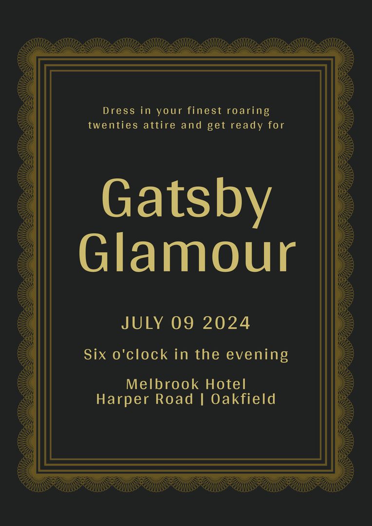 Elegant Roaring Twenties Gatsby-Themed Event Invitation - Download Free Stock Templates Pikwizard.com