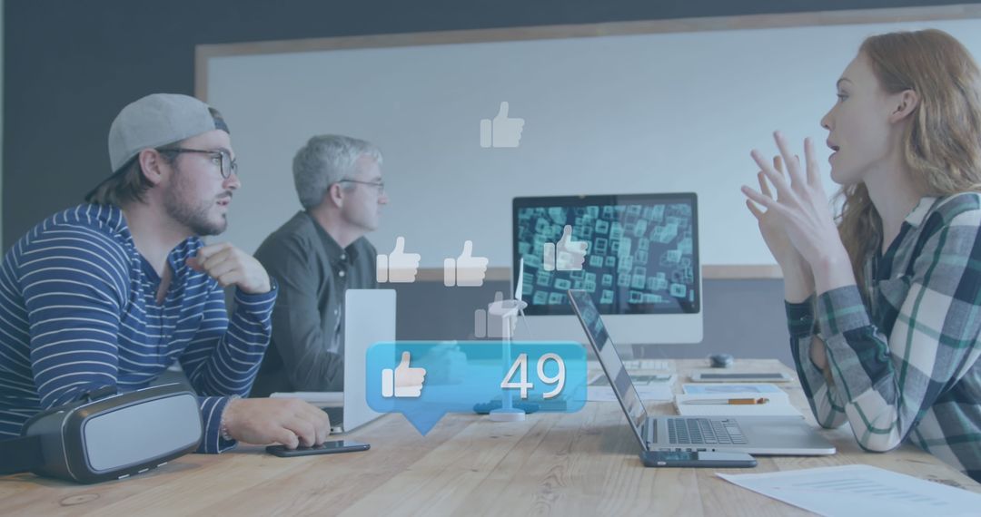 Business Team Analyzing Social Media Data Insights