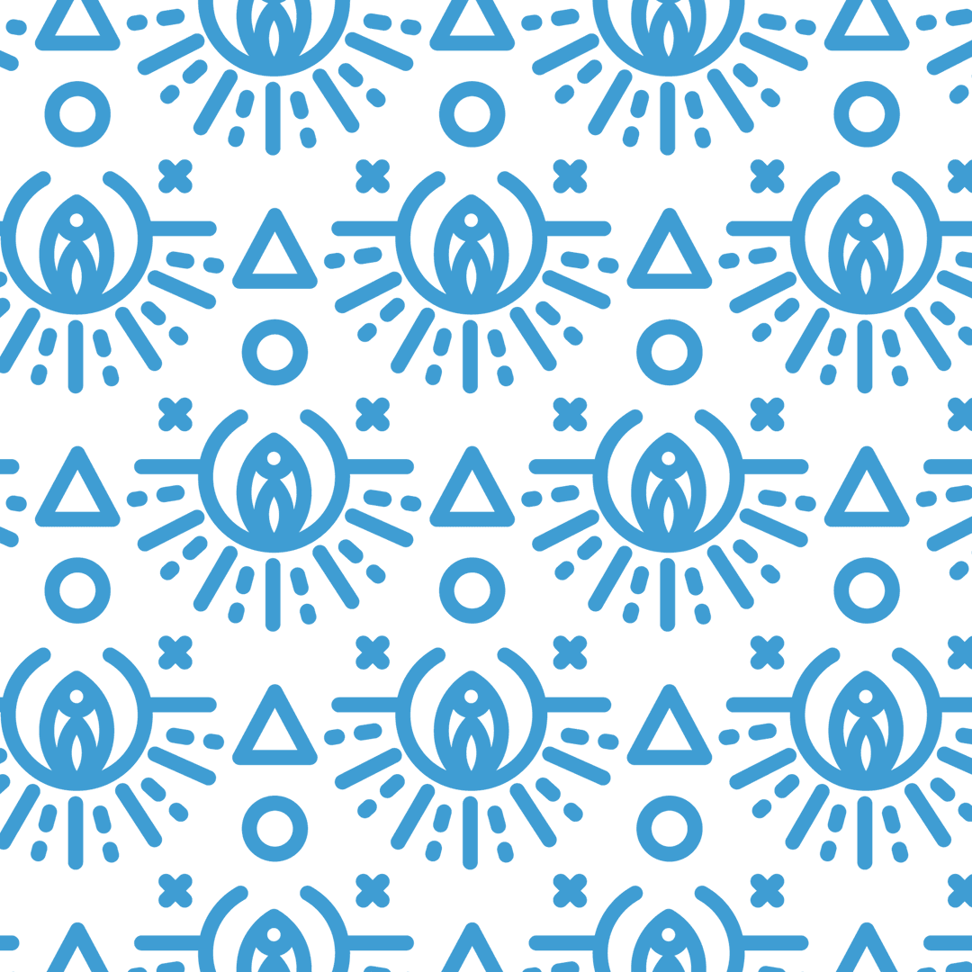Geometric Pattern with Blue Shapes on Transparent Background