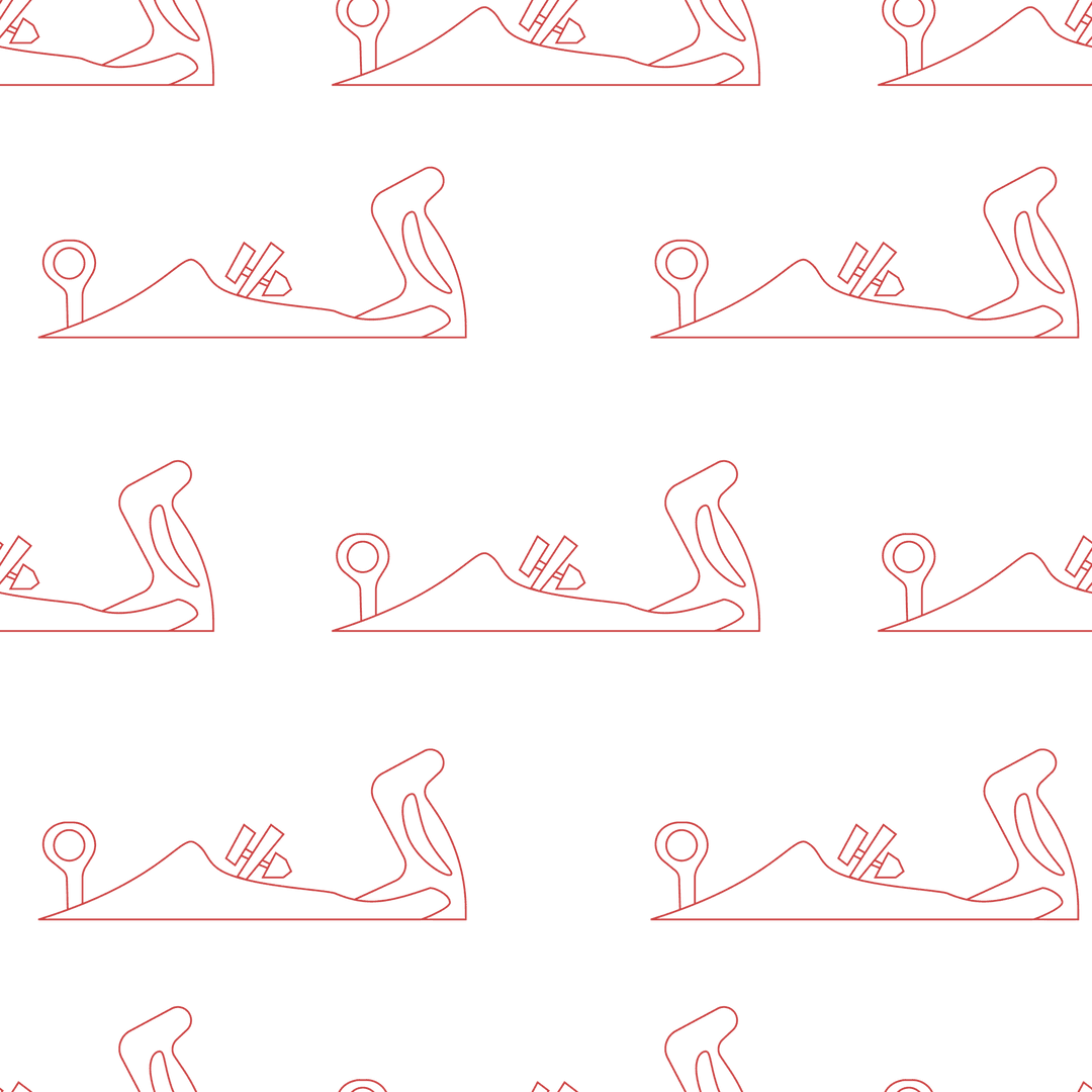 Red line art pattern on transparent background