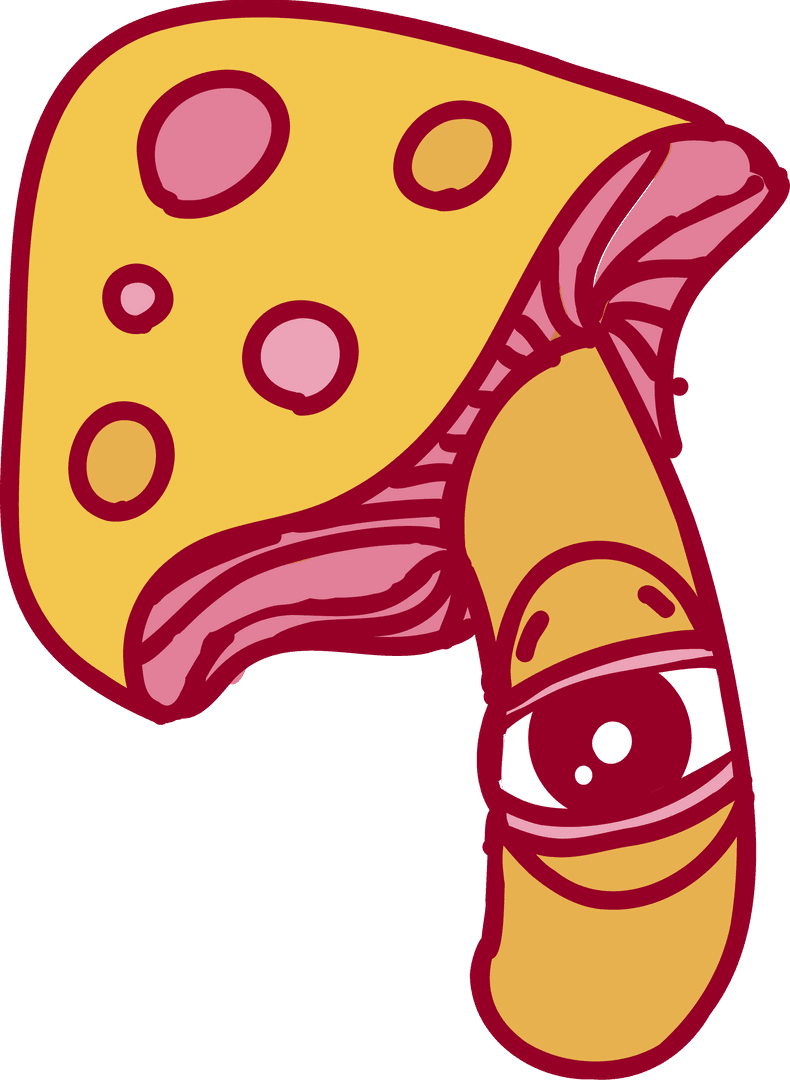 Transparent Playful Cartoon Pizza Slice with Eye