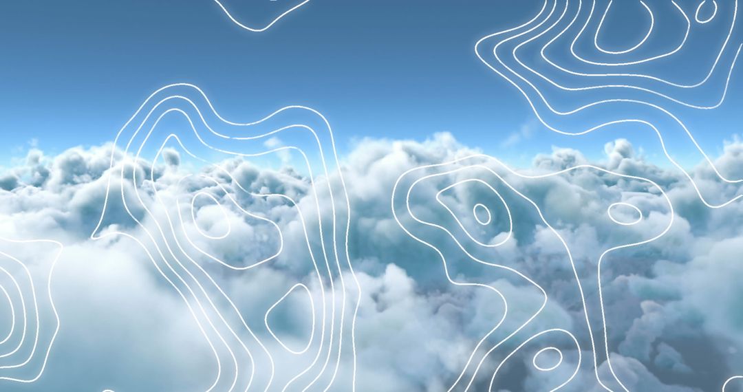 Digital Cloudscape with Abstract Contours and Horizon