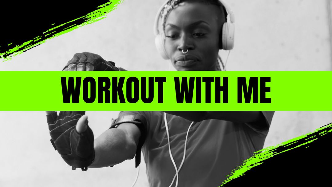 Focused Woman Exercising in Headphones with Energetic Vibe