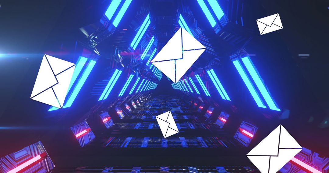 Digital Communication Envelopes in Futuristic Data Tunnel