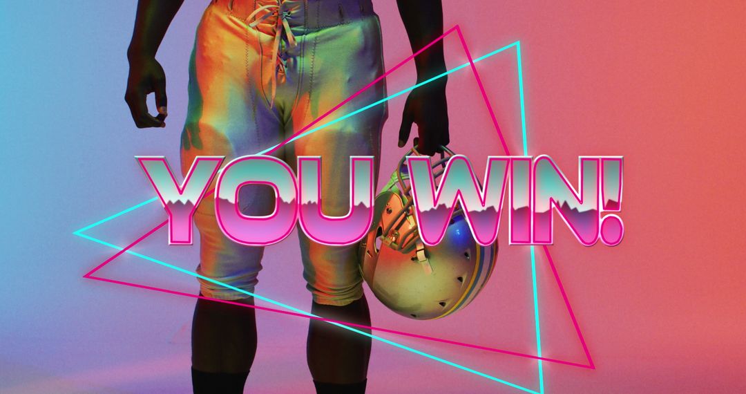 Winning concept with american football player and neon design
