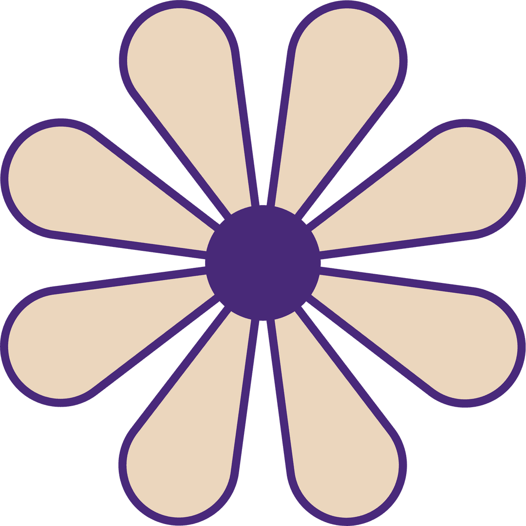 Transparent Daisy Icon with Beige Petals and Purple Center