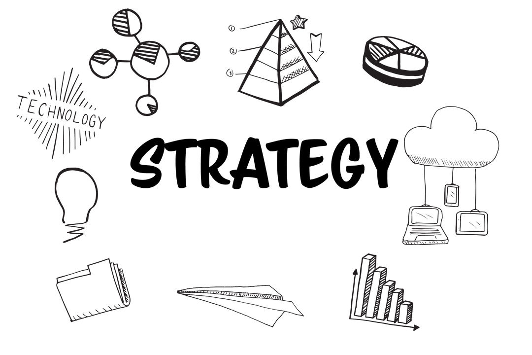 Transparent Digital Strategy and Statistics Icon Illustration