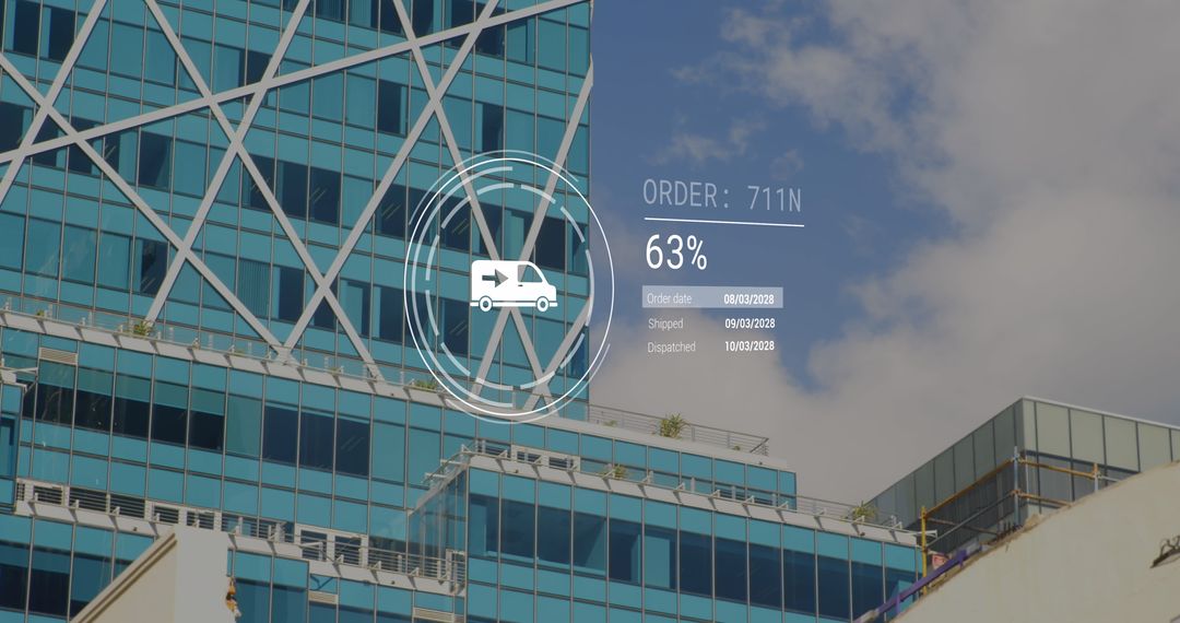 Digital Data Display Over Modern Office Building