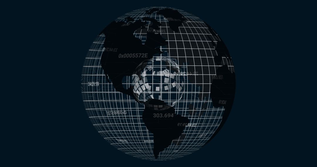 3D Globe with Digital Codes and Grid Patterns Symbolizing Global Connectivity