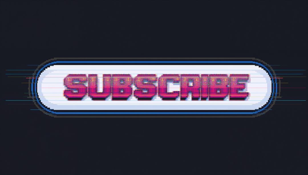 Retro Cyberpunk Glitch Subscribe Button Pulsating Neon RGB Trails Dark Charcoal